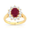 Bague or 750 jaune rubis et diamant