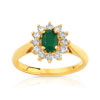 Bague or 750 jaune émeraude diamant
