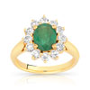 Bague or 750 jaune émeraude et diamant