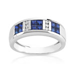 Bague or 750 blanc saphir et diamant