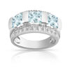 Bague or 750 blanc aigue-marine et diamant
