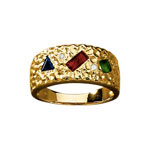 Bague or 750 rubis emeraude saphir diamants
