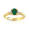 Bague or 750 jaune émeraude et diamant