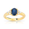 Bague or 750 jaune saphir et diamant