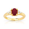 Bague or 750 jaune rubis et diamant