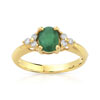 Bague or 750 jaune émeraude et diamant