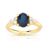 Bague or 750 jaune saphir et diamant