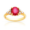 Bague or 750 jaune rubis et diamant