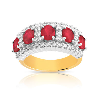 Bague 2 ors 750 rubis et diamant
