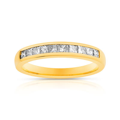 Alliance demi-tour or 750 jaune diamant