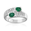 Bague or 750 blanc émeraude et diamant
