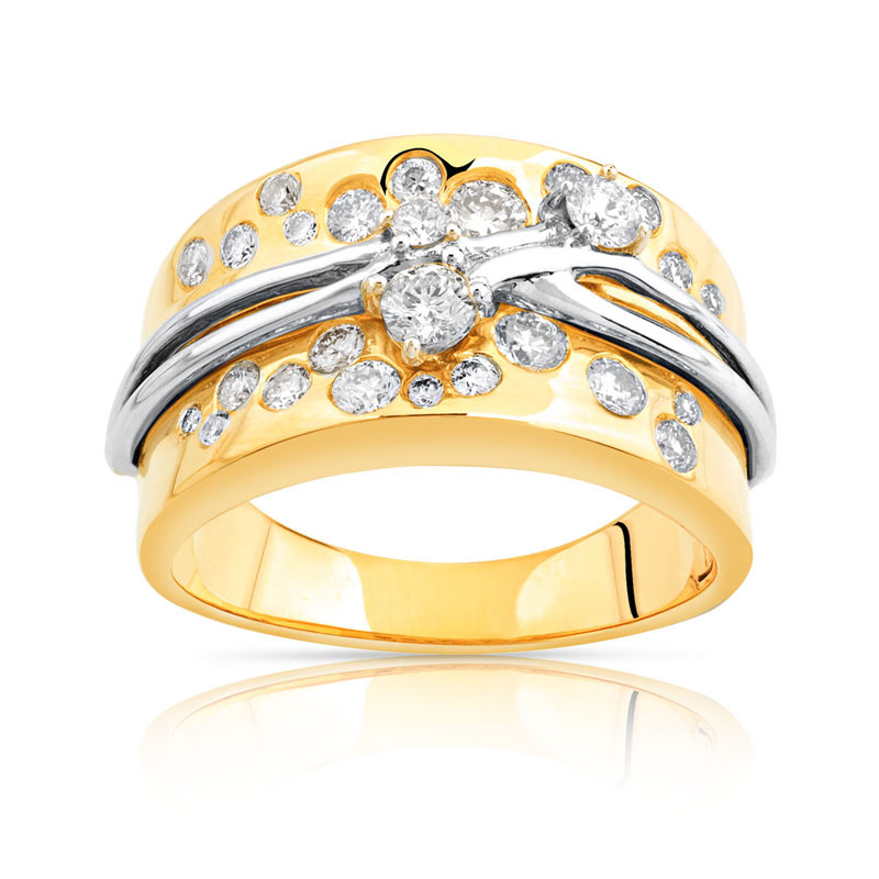 Bague 2 ors 750 diamant - vue 1 Bague 2 ors 750 diamant - vue 1