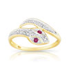 Bague or 750 2 tons rubis et diamant