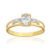 Bague or 750 2 tons aigue-marine et diamant