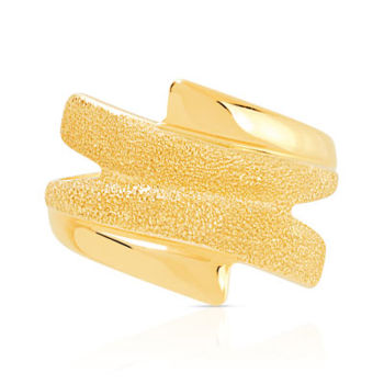 Bague or 750 jaune polie et granité