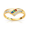 Bague or 750 2 tons saphir et rubis et émeraud et diamant