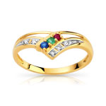 Bague or 750 2 tons saphir et rubis et �meraud et diamant