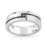 Bague or 750 blanc diamant noir