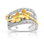 Bague 2 ors 750 diamant