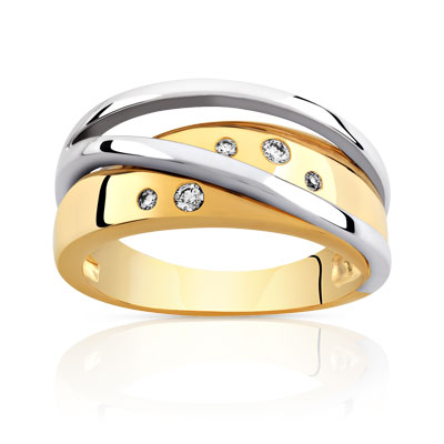 Bague 2 ors 750 diamant