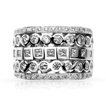 Bague or 750 blanc diamants 1,51 carat