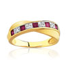 Bague or 750 2 tons rubis et diamant