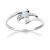 Bague or 750 blanc topaze bleue trait&eacute;e