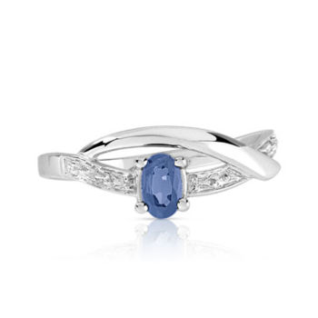 Bague or 750 blanc saphir ovale