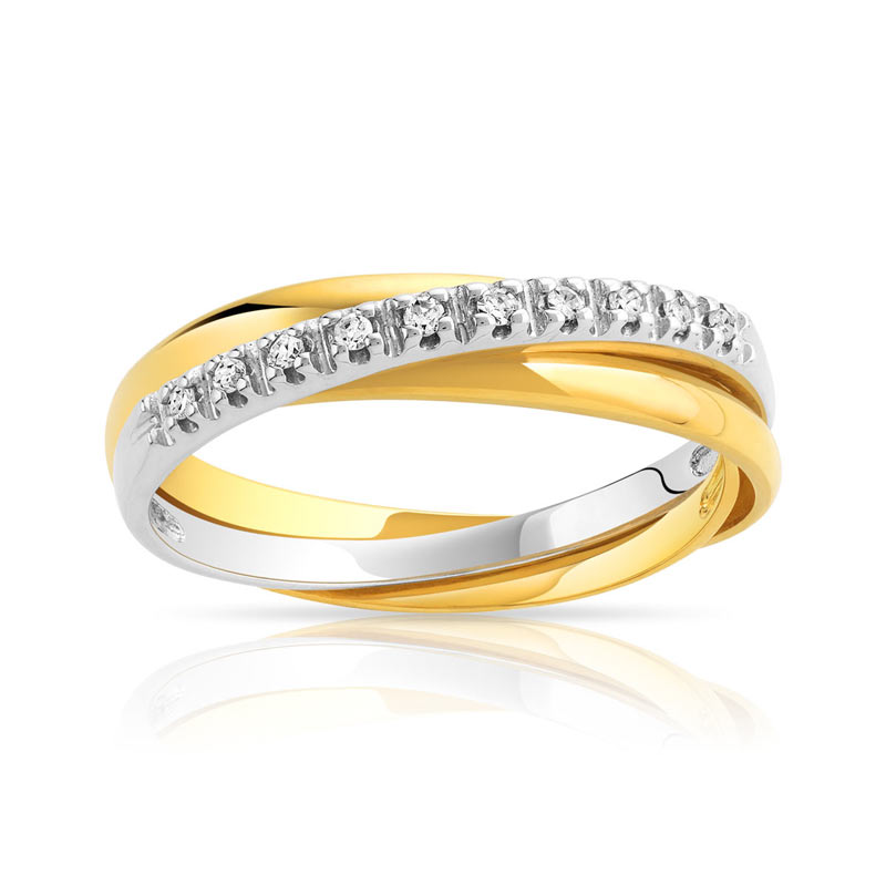 bague 2 ors 750 diamant bague en 2 ors 750 or jaune or blanc 10 ...