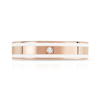 Alliance or 750 rose laque céramique blanche et diamant