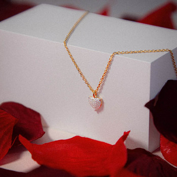 Collier or 750 2 tons diamants 42cm motif coeur