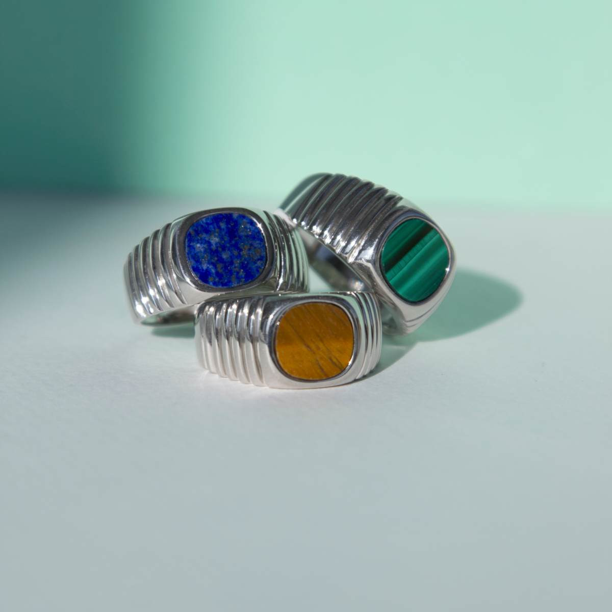 Chevalière argent 925 malachite - vue D1