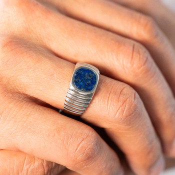 Chevalière argent 925 lapis lazuli
