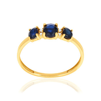 Bague or 750 jaune saphirs et diamants