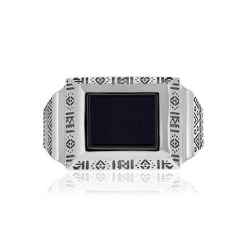 Bague argent 925 agate noire