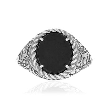 Bague argent 925 agate noire