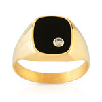 Chevali&egrave;re or 750 jaune onyx diamant