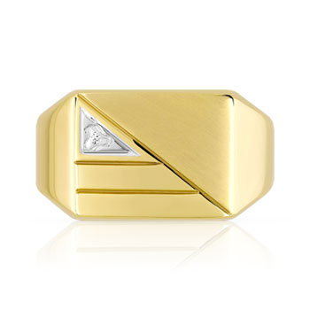 Chevaliere or 750 2 tons rectangle diamant