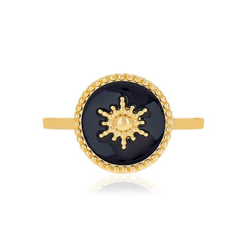 Bague plaqué or laque noire