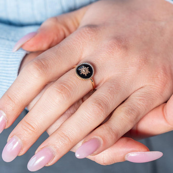 Bague plaqué or laque noire