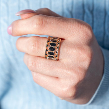 Bague plaqué or laque noire