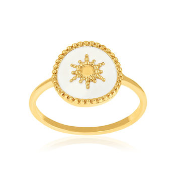 Bague plaqué or laque blanche