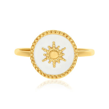 Bague plaqué or laque blanche