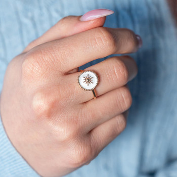 Bague plaqué or laque blanche