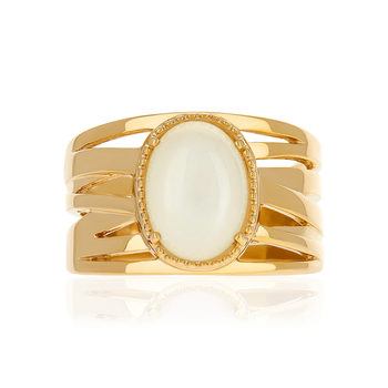 Bague plaqué or pierre synthétique blanche