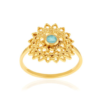 Bague plaqué or pierre naturelle verte