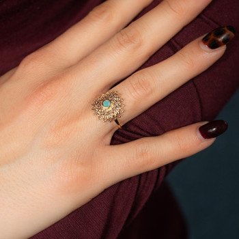 Bague plaqué or pierre naturelle verte