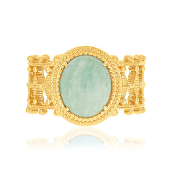 Bague plaqué or pierre naturelle verte