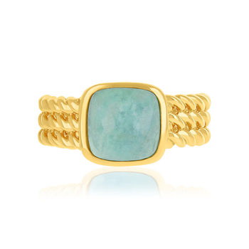 Bague plaqué or pierre naturelle verte