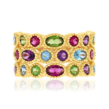 Bague plaqué or pierres synthétiques